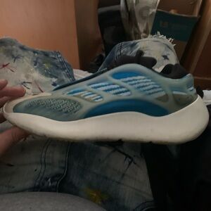 Yeezy Blue and Black Athletic Shoes